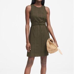 Banana Republic Cotton Eyelet Sleeveless Dress - Olive Green - US 6 - NWOT